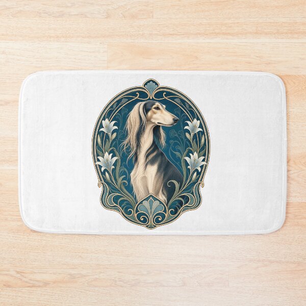 Item preview, Art Nouveau Saluki Dog Floral Vintage Design designed and sold by AntiqueImages.