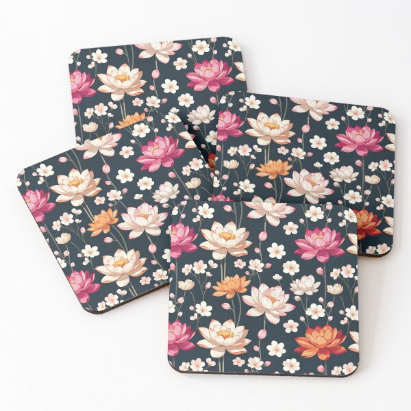Item preview, Pink Cream Floral Pattern Dark Teal designed and sold by IntelliMindDesigns.