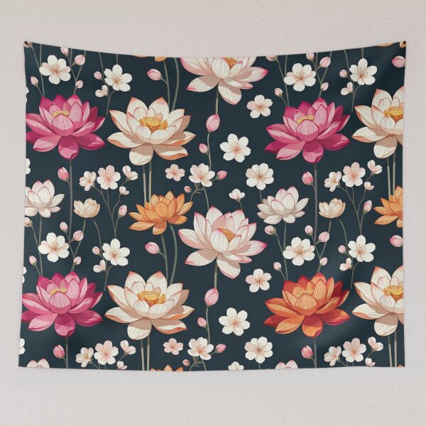 Item preview, Pink Cream Floral Pattern Dark Teal designed and sold by IntelliMindDesigns.