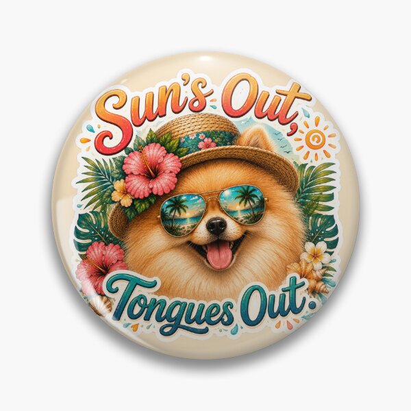 Item preview, Sun's Out Tongues Out – Funny Pomeranian Summer Dog designed and sold by DailyStruggleCo.