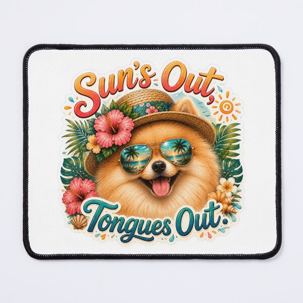 Item preview, Sun's Out Tongues Out – Funny Pomeranian Summer Dog designed and sold by DailyStruggleCo.