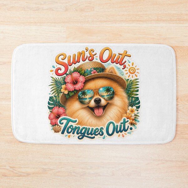 Item preview, Sun's Out Tongues Out – Funny Pomeranian Summer Dog designed and sold by DailyStruggleCo.