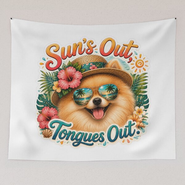 Item preview, Sun's Out Tongues Out – Funny Pomeranian Summer Dog designed and sold by DailyStruggleCo.