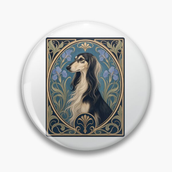 Item preview, Elegant Saluki Dog Art Nouveau Floral Portrait designed and sold by AntiqueImages.