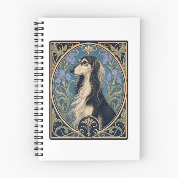 Item preview, Elegant Saluki Dog Art Nouveau Floral Portrait designed and sold by AntiqueImages.