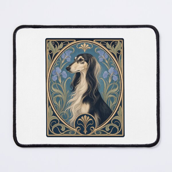Item preview, Elegant Saluki Dog Art Nouveau Floral Portrait designed and sold by AntiqueImages.