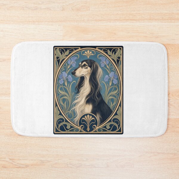 Item preview, Elegant Saluki Dog Art Nouveau Floral Portrait designed and sold by AntiqueImages.