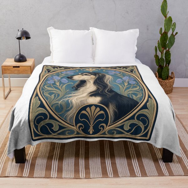 Item preview, Elegant Saluki Dog Art Nouveau Floral Portrait designed and sold by AntiqueImages.