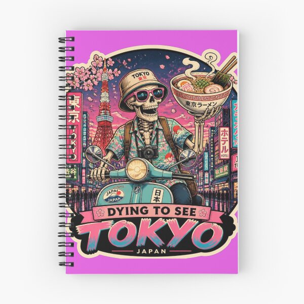 Item preview, Dying To See Tokyo Skeleton Travel Sticker | Funny Japan Ramen Scooter Skull Design designed and sold by Ecocrushstudio.