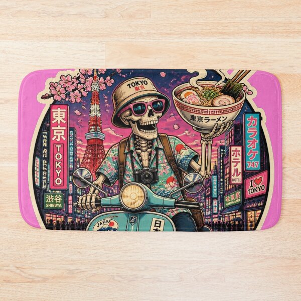 Item preview, Dying To See Tokyo Skeleton Travel Sticker | Funny Japan Ramen Scooter Skull Design designed and sold by Ecocrushstudio.