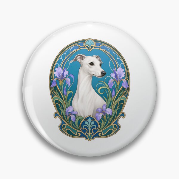 Item preview, White Whippet or Italian Greyhound Art Nouveau designed and sold by AntiqueImages.