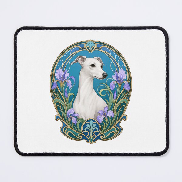 Item preview, White Whippet or Italian Greyhound Art Nouveau designed and sold by AntiqueImages.