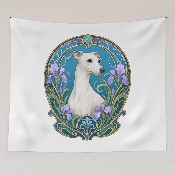Item preview, White Whippet or Italian Greyhound Art Nouveau designed and sold by AntiqueImages.