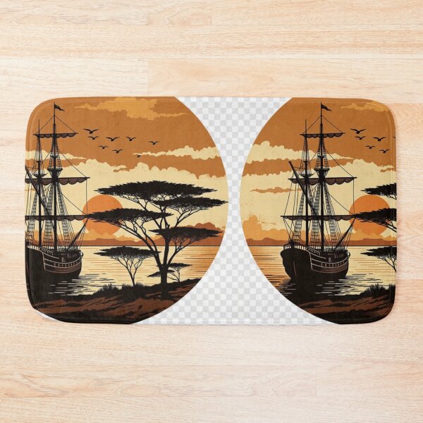 Item preview, Vintage Safari Ship Sunset Wall Art | African Coastal Landscape Printable designed and sold by GalleryPeak.
