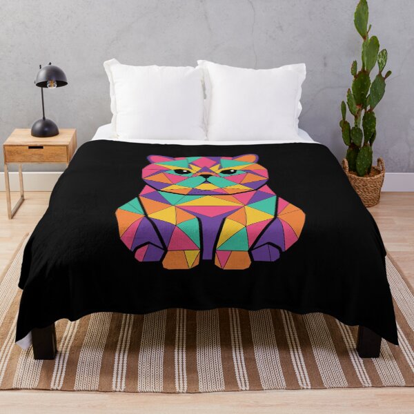 Item preview, Geometric Fluffy Cat Colorful Pop Art designed and sold by YggOutfitters.