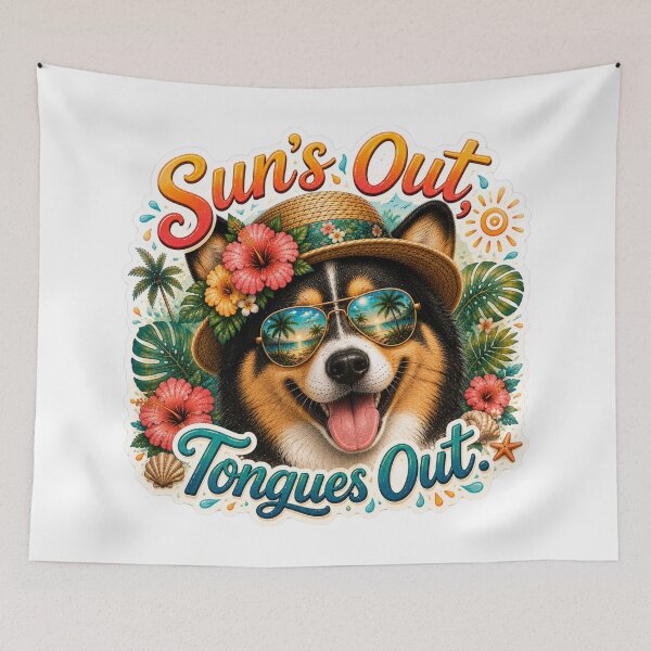 Item preview, Sun's Out Tongues Out – Funny Tricolor Black Corgi Summer designed and sold by DailyStruggleCo.