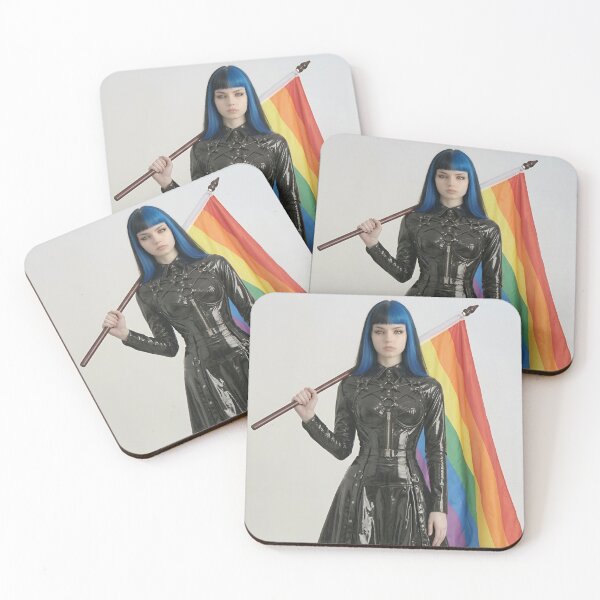 Item preview, Goth Pride Girl Rainbow Flag designed and sold by D6rkT3chDemon.