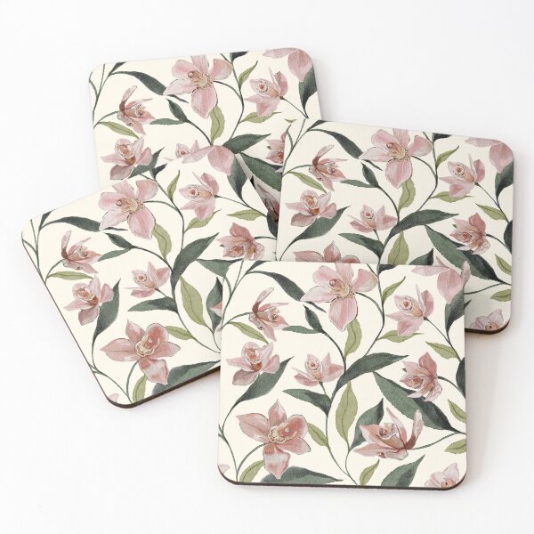 Item preview, Pink Orchid Watercolor Botanical Pattern designed and sold by Polachee.