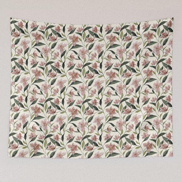 Item preview, Pink Orchid Watercolor Botanical Pattern designed and sold by Polachee.