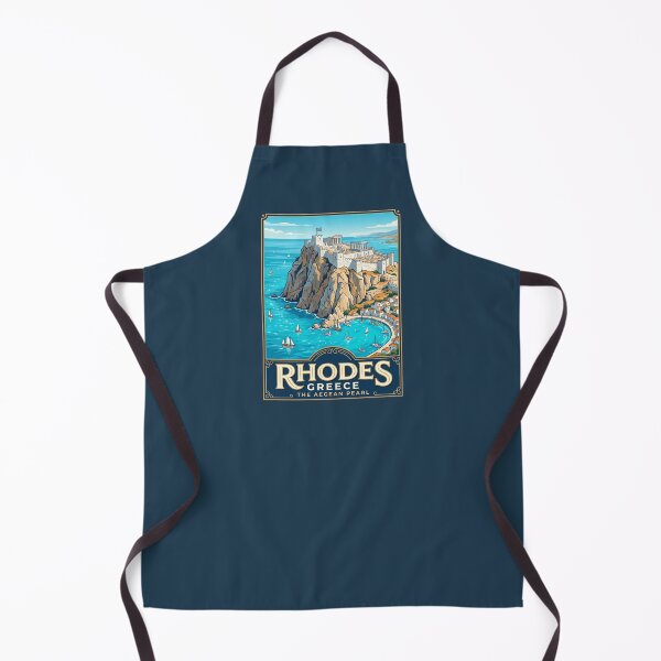 Item preview, Rhodes Greece Vintage Travel Poster Lindos Acropolis designed and sold by RetroRewind Studio.