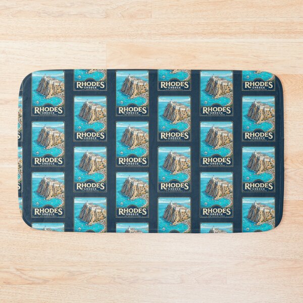 Item preview, Rhodes Greece Vintage Travel Poster Lindos Acropolis designed and sold by RetroRewind Studio.
