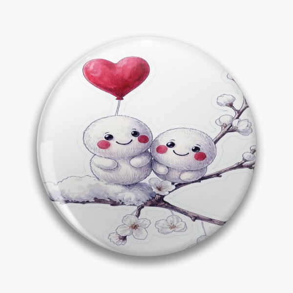 Item preview, Sweet Minimal Love Illustration of Cute Couple on Flowering Branch designed and sold by ARTCREATESHOP.