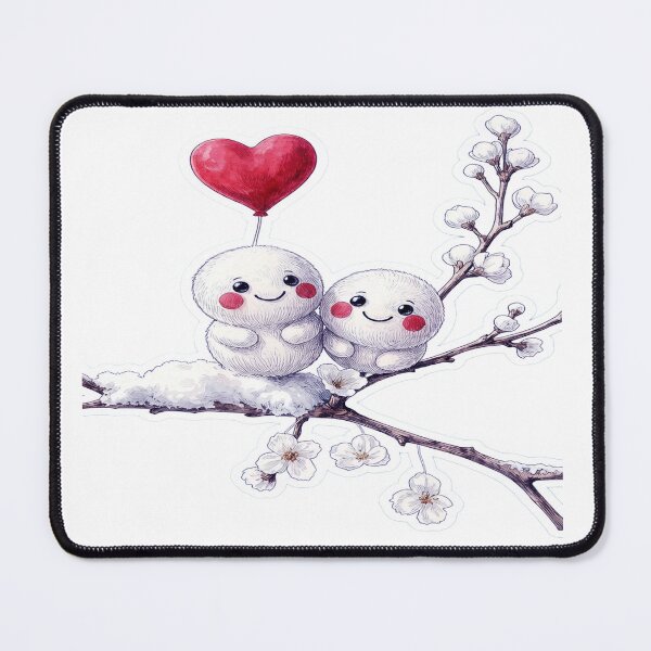 Item preview, Sweet Minimal Love Illustration of Cute Couple on Flowering Branch designed and sold by ARTCREATESHOP.