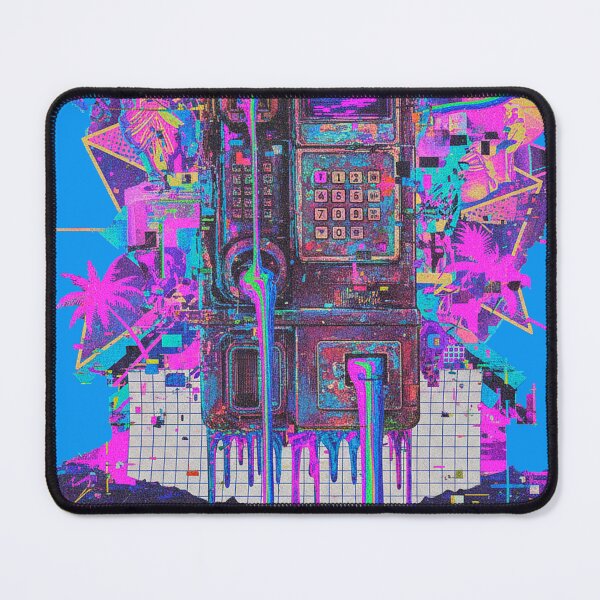 Item preview, Neon Cyber Payphone: Melting Vaporwave Grid designed and sold by A E S T H E T A T A G.