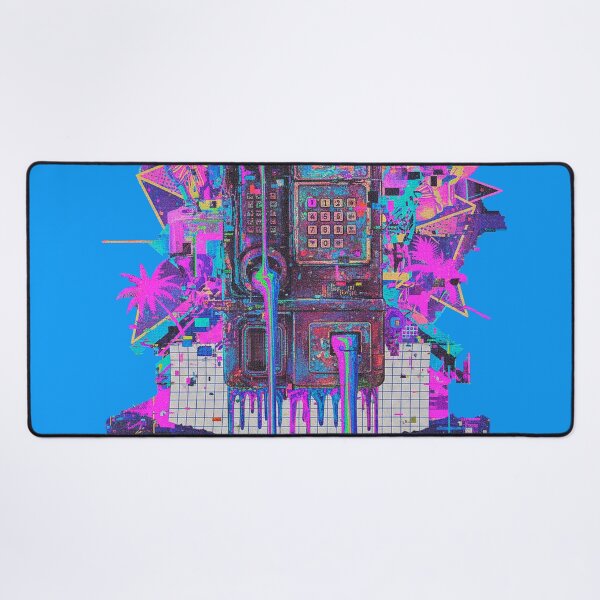 Item preview, Neon Cyber Payphone: Melting Vaporwave Grid designed and sold by A E S T H E T A T A G.
