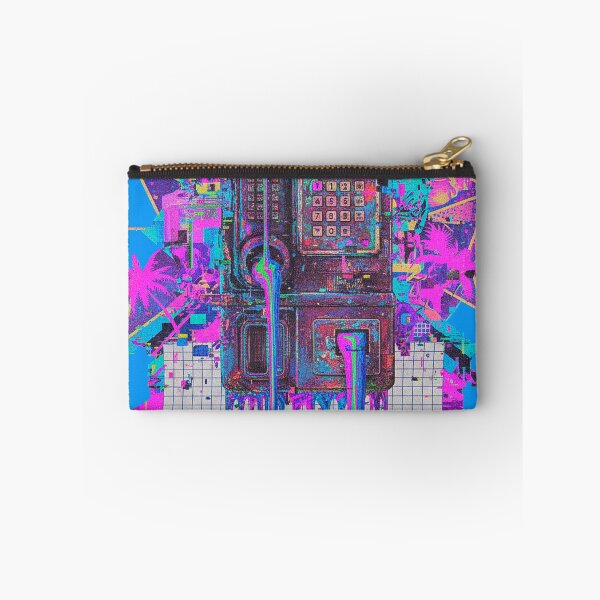 Item preview, Neon Cyber Payphone: Melting Vaporwave Grid designed and sold by A E S T H E T A T A G.