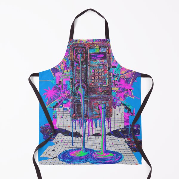 Item preview, Neon Cyber Payphone: Melting Vaporwave Grid designed and sold by A E S T H E T A T A G.