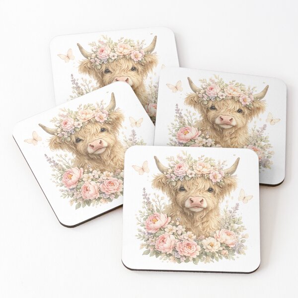 Item preview, Floral Cow with Flowers – Whimsical Boho Art. designed and sold by Clothes With Smiling Animals Walt Gral.