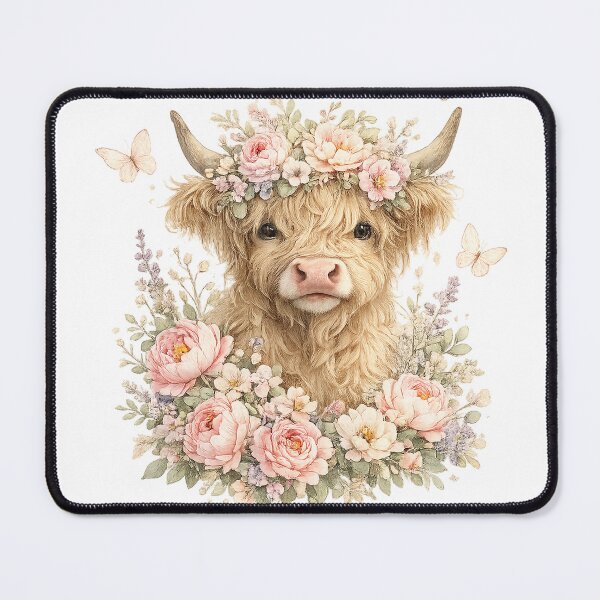 Item preview, Floral Cow with Flowers – Whimsical Boho Art. designed and sold by Clothes With Smiling Animals Walt Gral.