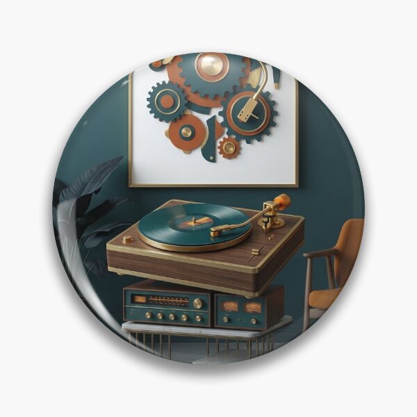 Item preview, Retro Modern Vinyl Record Player & Steampunk Gear Art designed and sold by marianka91.