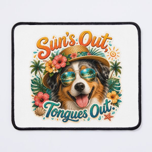 Item preview, Sun's Out Tongues Out – Funny Blue Merle Aussie Summer designed and sold by DailyStruggleCo.