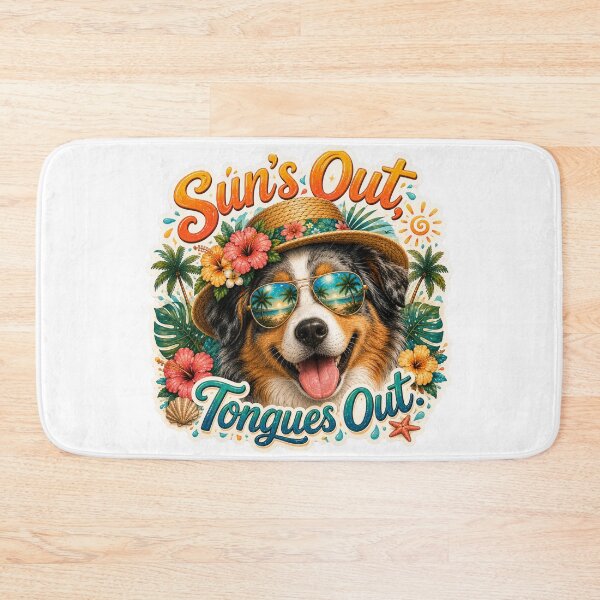 Item preview, Sun's Out Tongues Out – Funny Blue Merle Aussie Summer designed and sold by DailyStruggleCo.