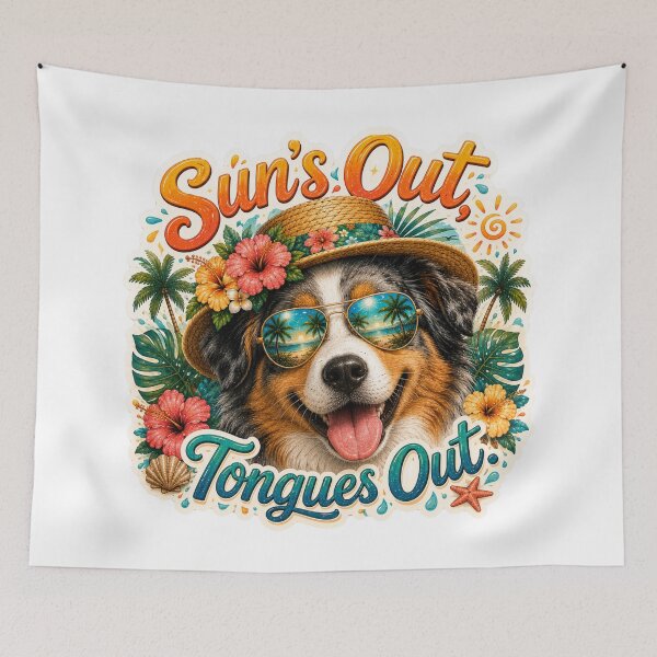 Item preview, Sun's Out Tongues Out – Funny Blue Merle Aussie Summer designed and sold by DailyStruggleCo.
