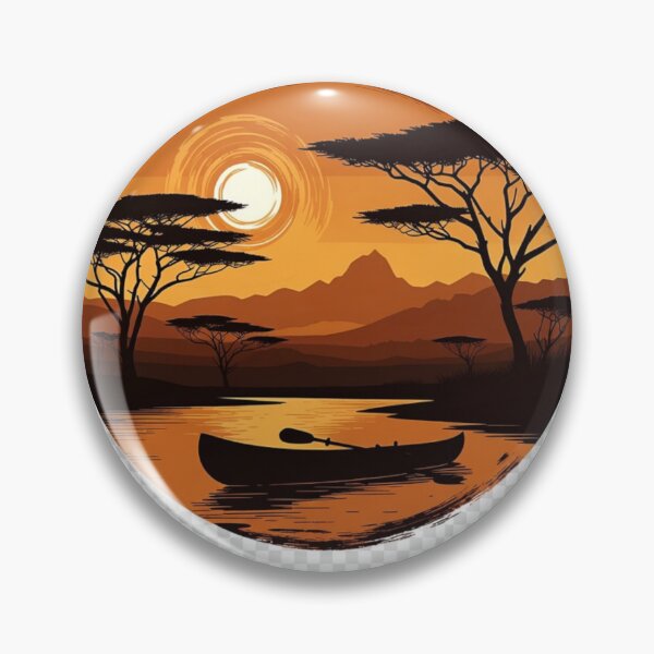 Item preview, African Sunset Canoe Wall Art | Safari Lake Landscape Printable designed and sold by GalleryPeak.