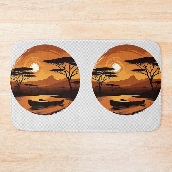 Item preview, African Sunset Canoe Wall Art | Safari Lake Landscape Printable designed and sold by GalleryPeak.