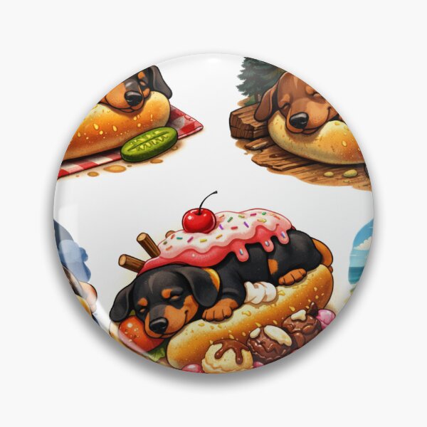 Item preview, Dachshund sleeping in a hot dog bun - fun and cute design. designed and sold by tanov.