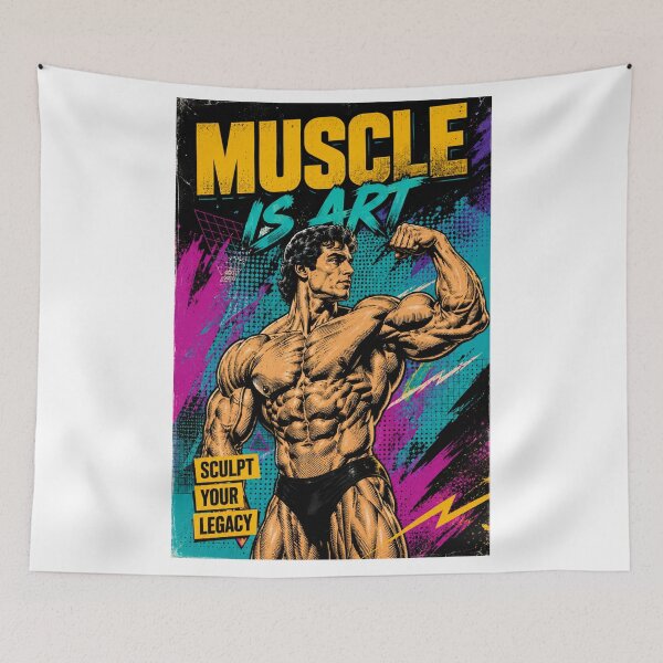 Item preview, Muscle is Art Bodybuilding Retro Comic designed and sold by JonelleTshirts.