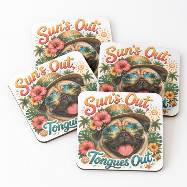 Item preview, Sun's Out Tongues Out – Funny Pug Dog Summer Vibe designed and sold by DailyStruggleCo.