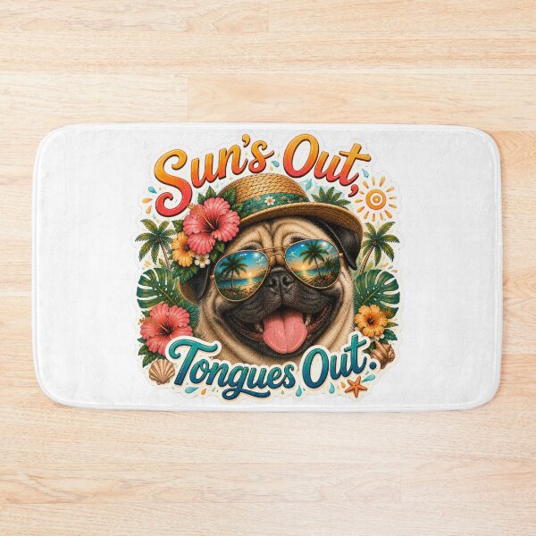 Item preview, Sun's Out Tongues Out – Funny Pug Dog Summer Vibe designed and sold by DailyStruggleCo.