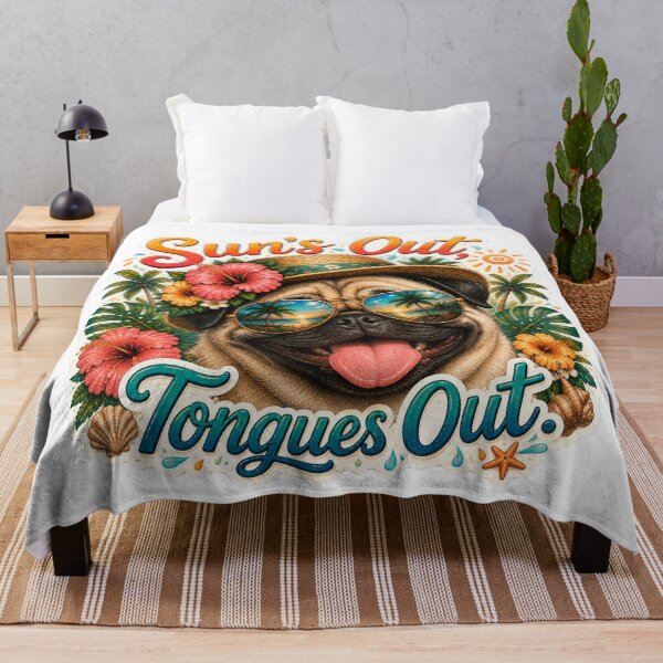 Item preview, Sun's Out Tongues Out – Funny Pug Dog Summer Vibe designed and sold by DailyStruggleCo.