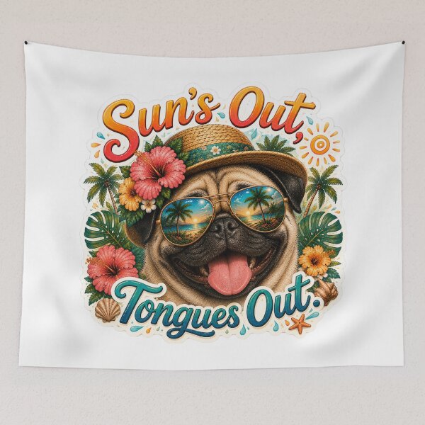 Item preview, Sun's Out Tongues Out – Funny Pug Dog Summer Vibe designed and sold by DailyStruggleCo.