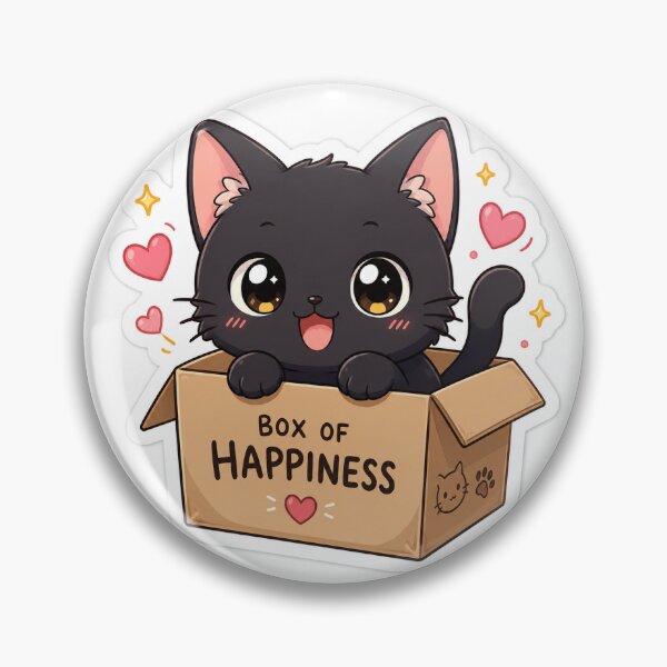 Item preview, Box of Happiness Cat Sticker | Cute Black Kitten Kawaii Aesthetic designed and sold by Moss & Moon Studio.