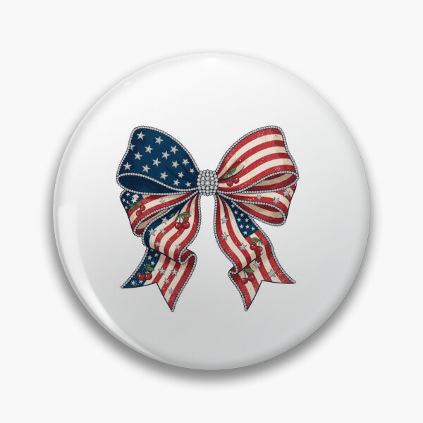 Item preview, Vintage Americana Coquette Bow USA Flag Faux Rhinestone Fourth of July designed and sold by JulyClub.