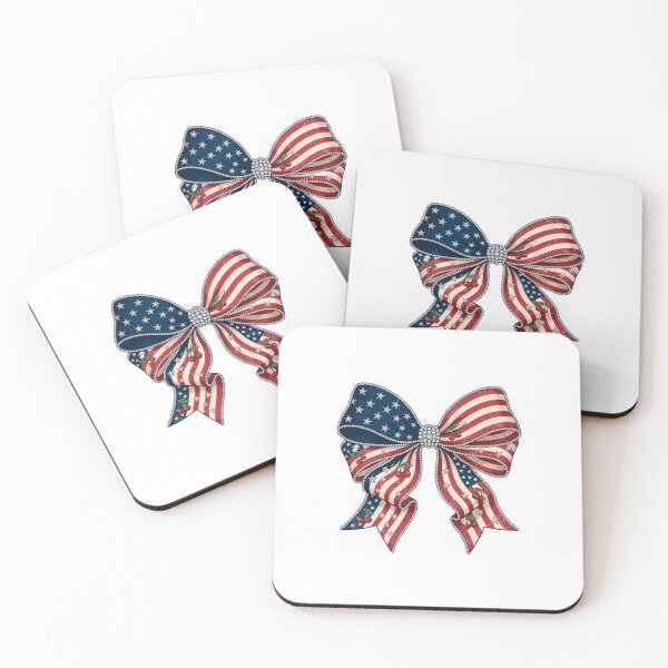 Item preview, Vintage Americana Coquette Bow USA Flag Faux Rhinestone Fourth of July designed and sold by JulyClub.