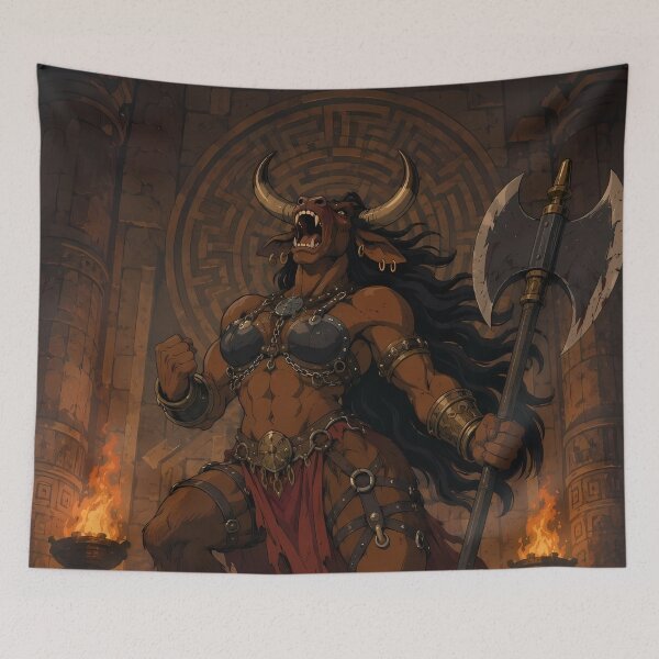 Item preview, Minotaur Queen of Ruin – Dark Fantasy Beast Warrior Art designed and sold by  Hollow Moon Studios..
