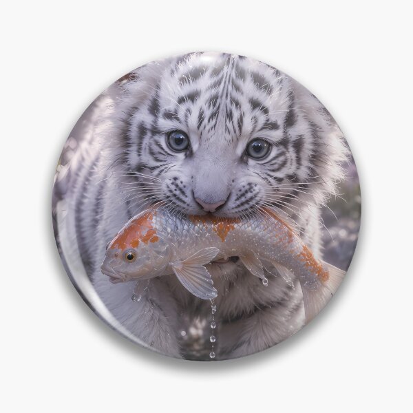 Item preview, White Tiger Cub Carrying a Fish designed and sold by ManJiangHong.
